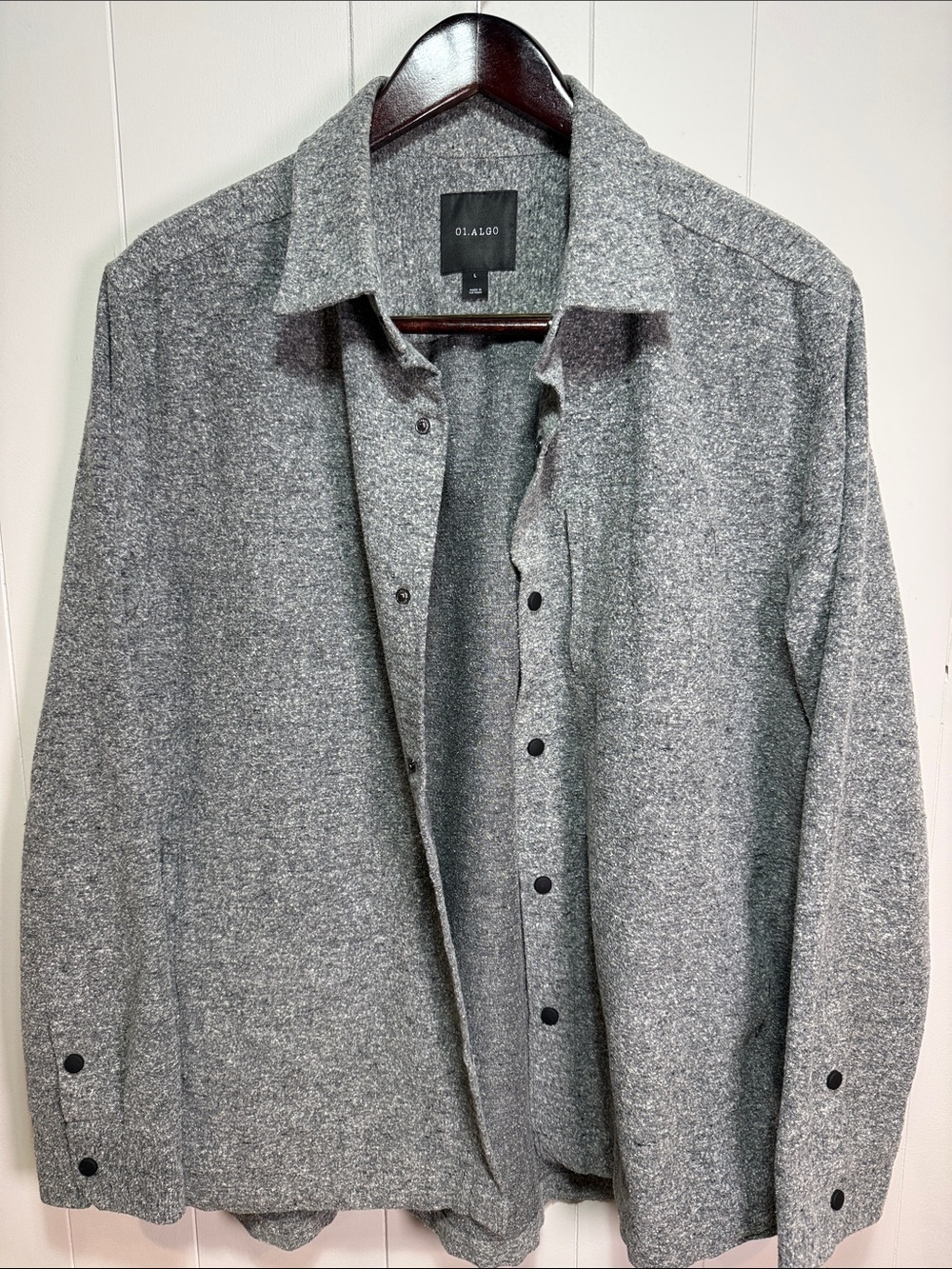 01.Algo Men's Gray Lightweight Shirt Jacket - Heather Gray
